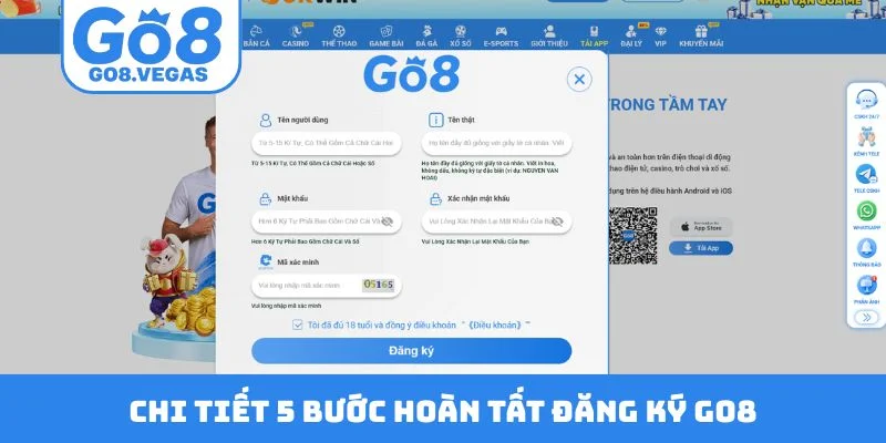 Chi tiết 5 bước hoàn tất đăng ký GO8