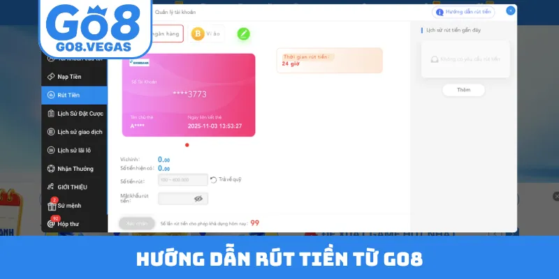 Hướng dẫn rút tiền từ GO8