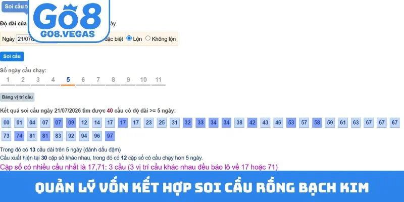 Kinh nghiệm quản lý vốn kết hợp soi cầu Rồng Bạch Kim