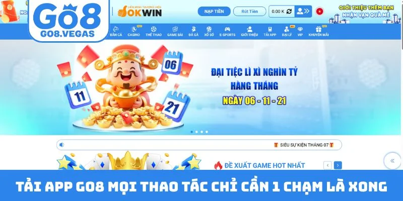 Tải app GO8 mọi thao tác chỉ cần 1 chạm là xong Tải app GO8 mọi thao tác chỉ cần 1 chạm là xong
